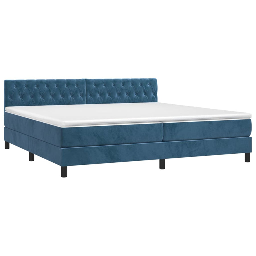 Boxspring Met Matras En Led Fluweel Donkerblauw 200 x 200 cm Getuft ontwerp