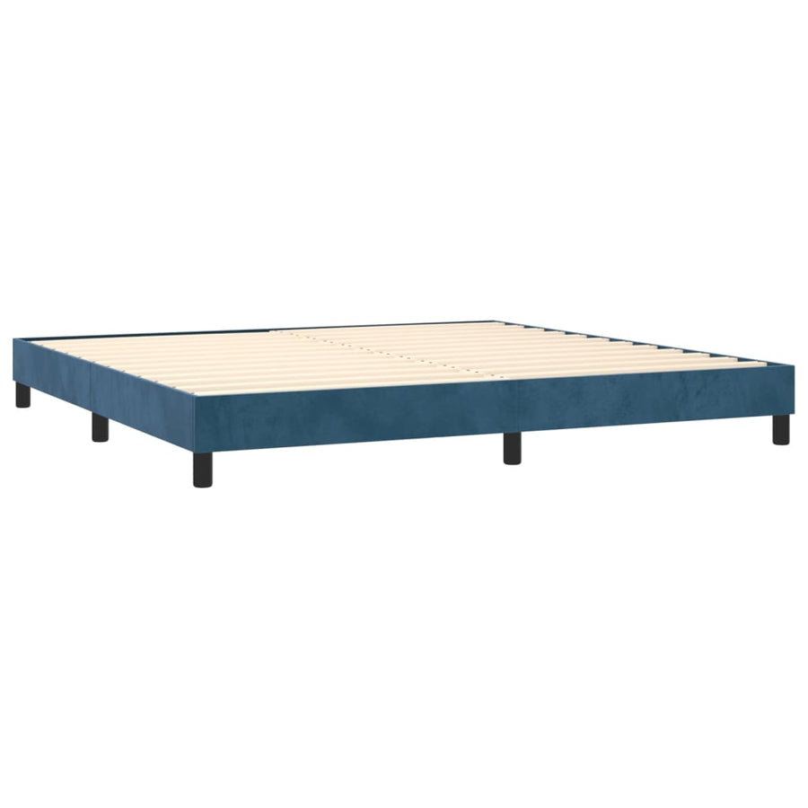 Boxspring Met Matras En Led Fluweel Donkerblauw 200 x 200 cm Getuft ontwerp