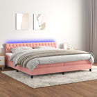 Boxspring met matras en LED fluweel roze 200x200 cm 200 x 200 cm Getuft ontwerp