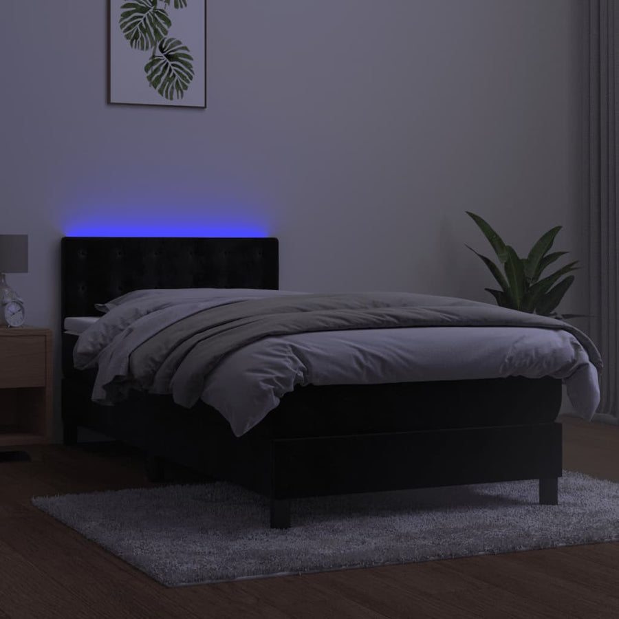 Boxspring met matras en LED fluweel zwart 80x200 cm 80 x 200 cm Zwart