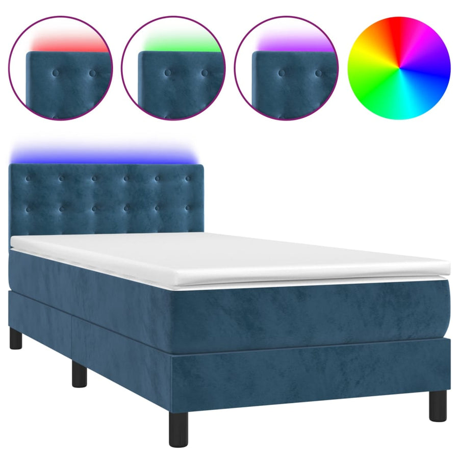 Boxspring met matras en LED fluweel donkerblauw 80x200 cm 80 x 200 cm Donkerblauw