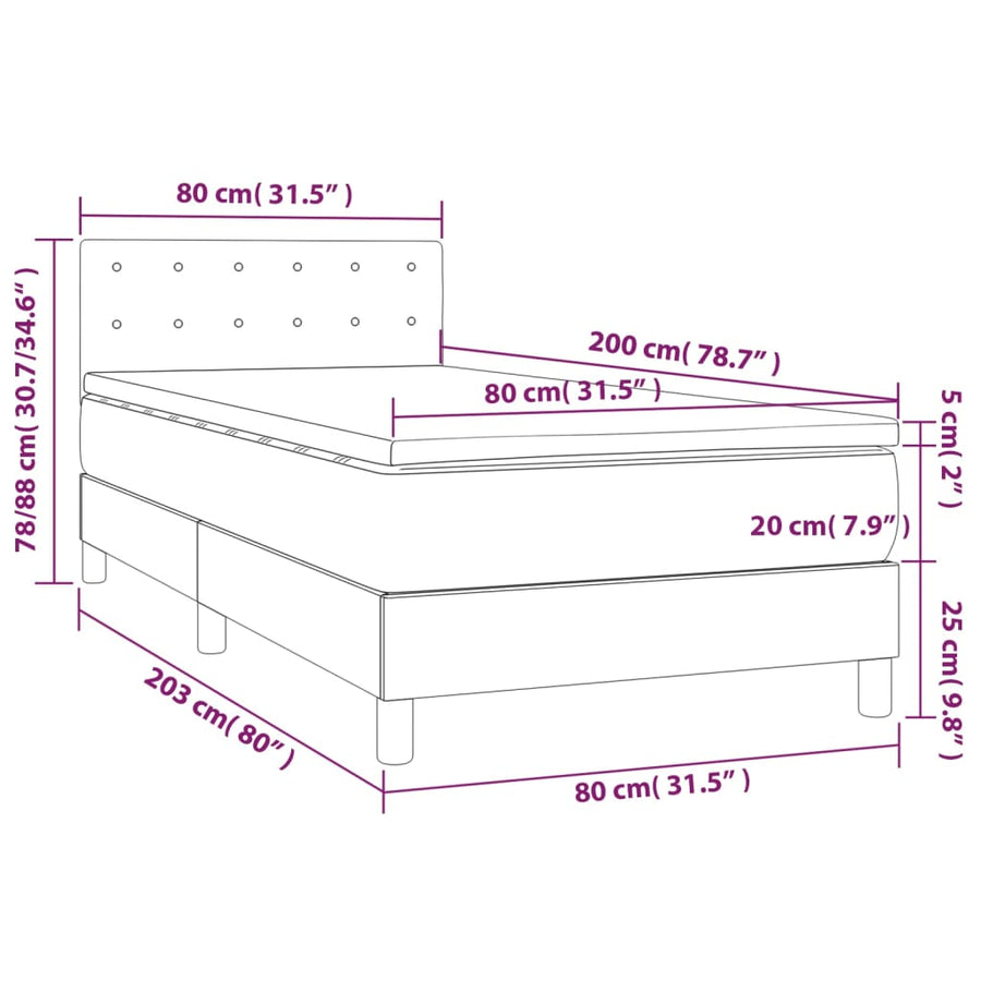 Boxspring met matras en LED fluweel donkerblauw 80x200 cm 80 x 200 cm Donkerblauw