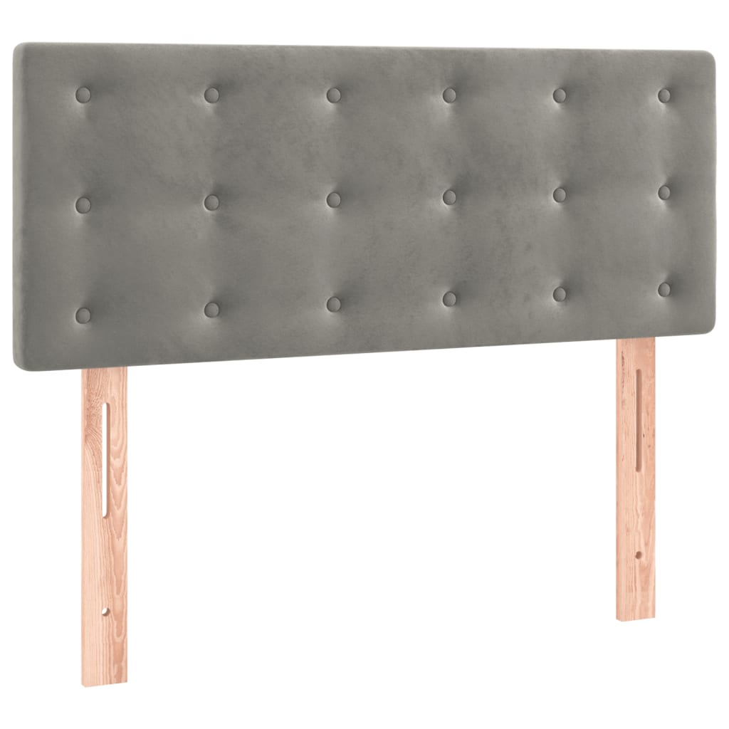 Boxspring Met Matras En Led Fluweel Lichtgrijs 90 x 200 cm Knopen