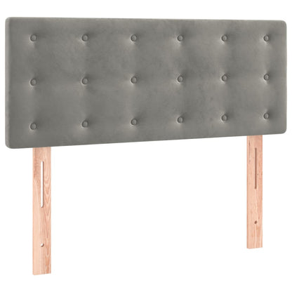 Boxspring Met Matras En Led Fluweel Lichtgrijs 100 x 200 cm Knopen