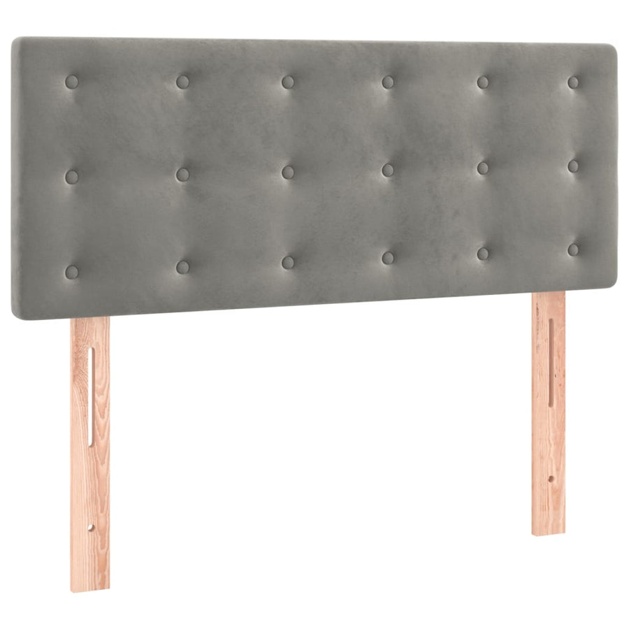 Boxspring Met Matras En Led Fluweel Lichtgrijs 100 x 200 cm Knopen