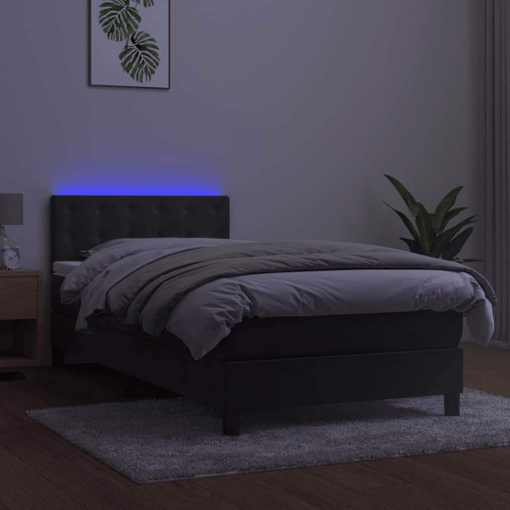 Boxspring Met Matras En Led Fluweel Donkergrijs 100 x 200 cm Knopen