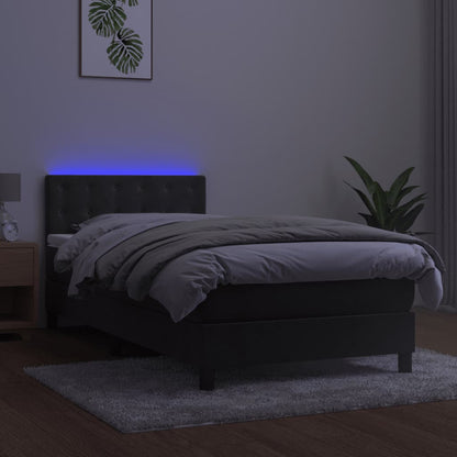 Boxspring Met Matras En Led Fluweel Donkergrijs 100 x 200 cm Knopen