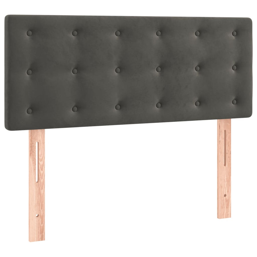 Boxspring Met Matras En Led Fluweel Donkergrijs 100 x 200 cm Knopen