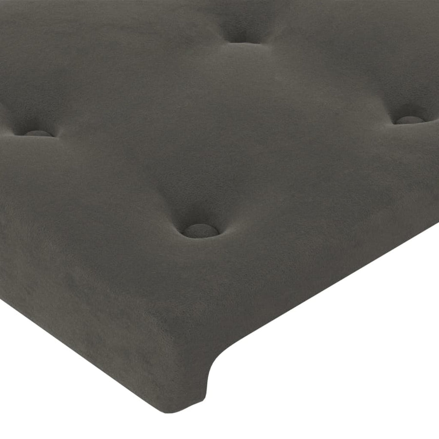 Boxspring Met Matras En Led Fluweel Donkergrijs 100 x 200 cm Knopen