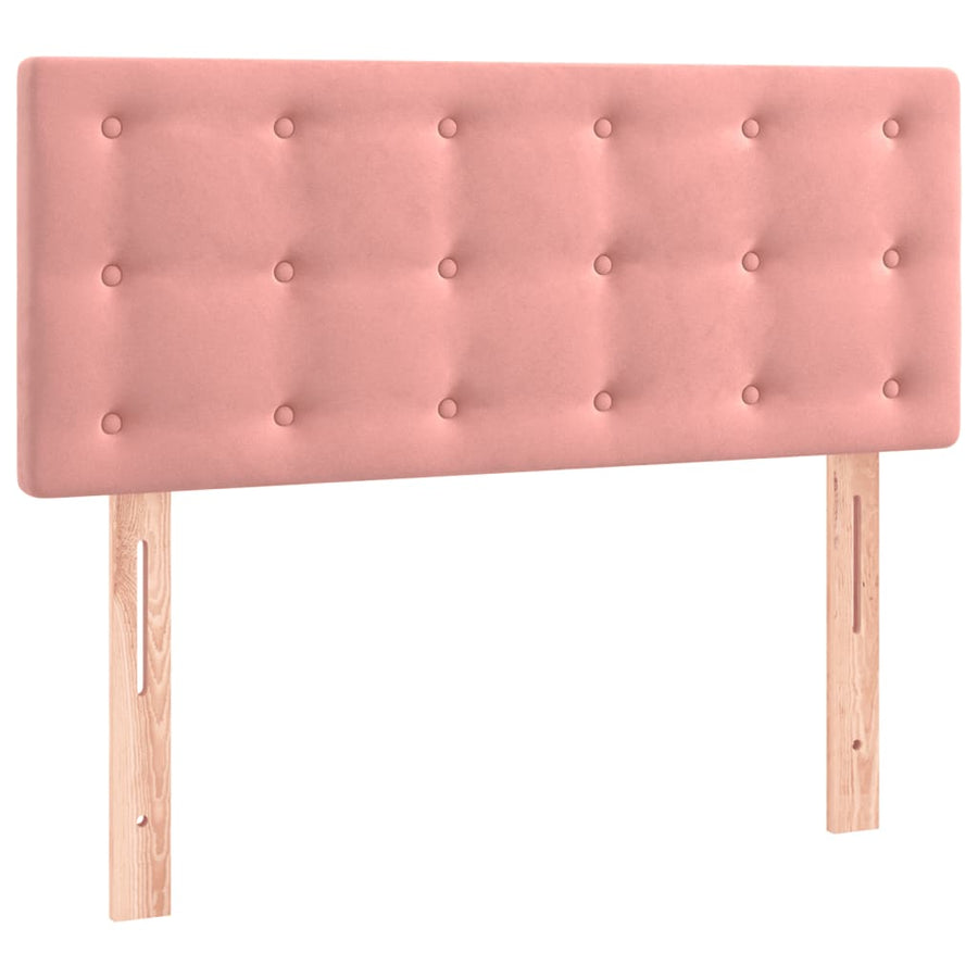 Boxspring Met Matras En Led Fluweel Roze 100 x 200 cm Knopen