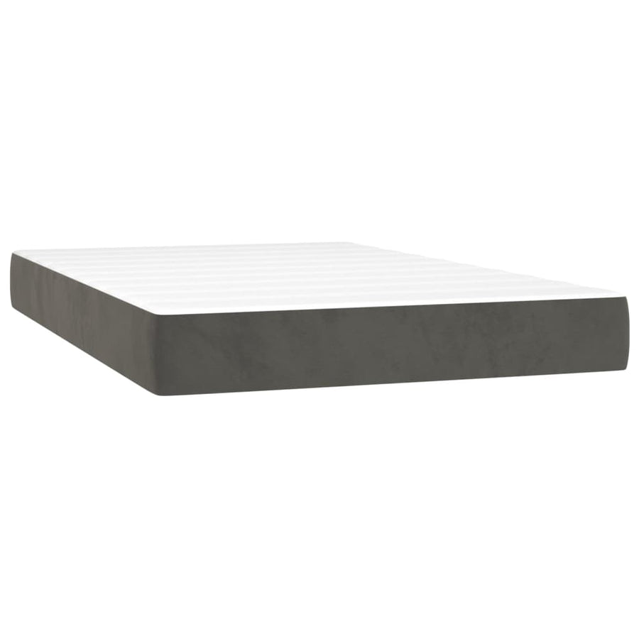 Boxspring Met Matras En Led Fluweel Donkergrijs 120 x 200 cm Knopen