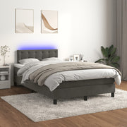 Boxspring met matras en LED 120x200 cm donkergrijs fluweel