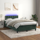 Boxspring Met Matras En Led Fluweel Donkergroen 120 x 200 cm Knopen