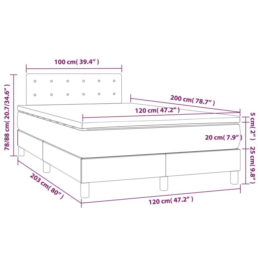 Boxspring Met Matras En Led Fluweel Roze 120 x 200 cm Knopen