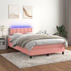 Boxspring Met Matras En Led Fluweel Roze 120 x 200 cm Knopen