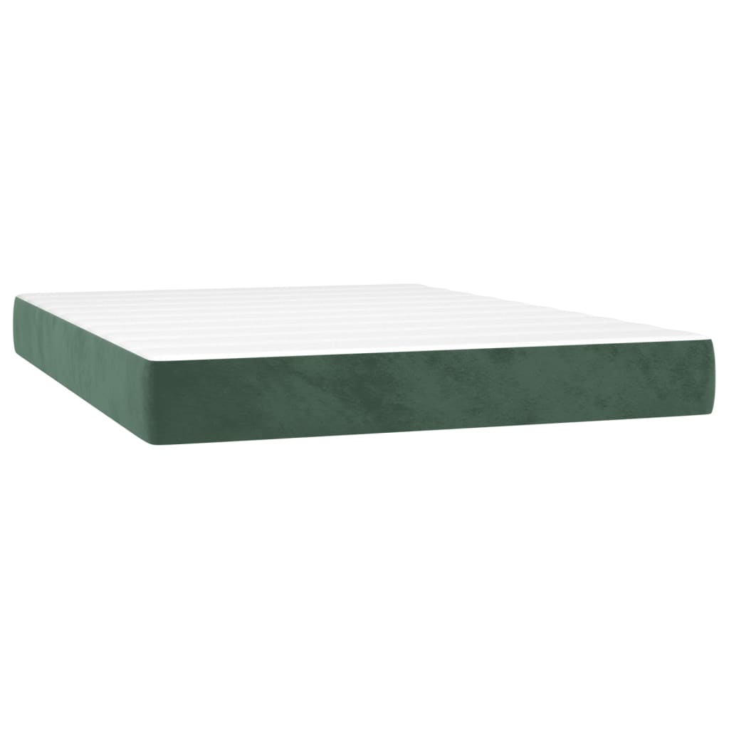 Boxspring Met Matras En Led Fluweel Donkergroen 140 x 190 cm Knopen