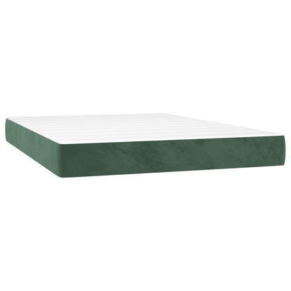 Boxspring Met Matras En Led Fluweel Donkergroen 140 x 190 cm Knopen
