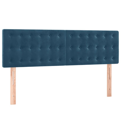 Boxspring Met Matras En Led Fluweel Donkerblauw 140 x 190 cm Knopen