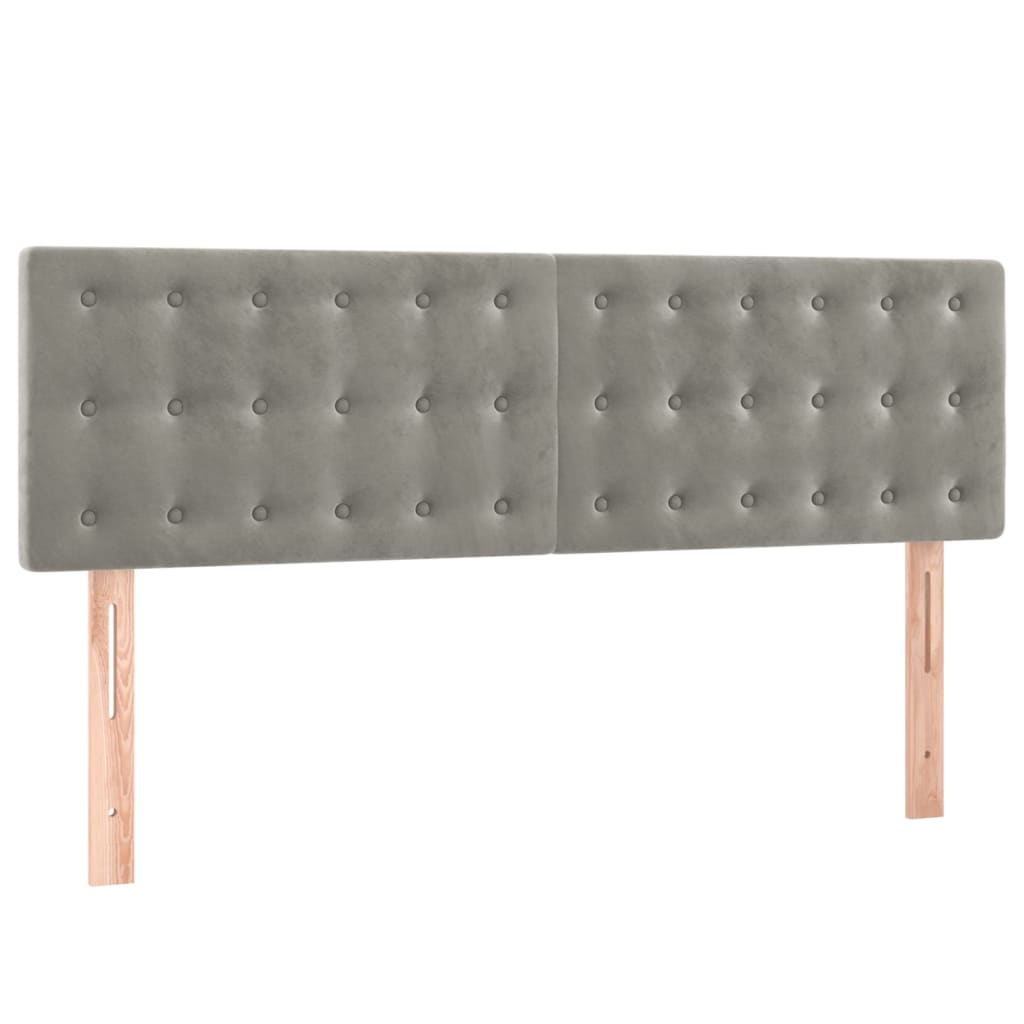 Boxspring Met Matras En Led Fluweel Lichtgrijs 140 x 200 cm Knopen