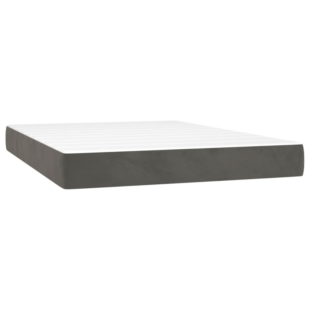 Boxspring Met Matras En Led Fluweel Donkergrijs 140 x 200 cm Knopen