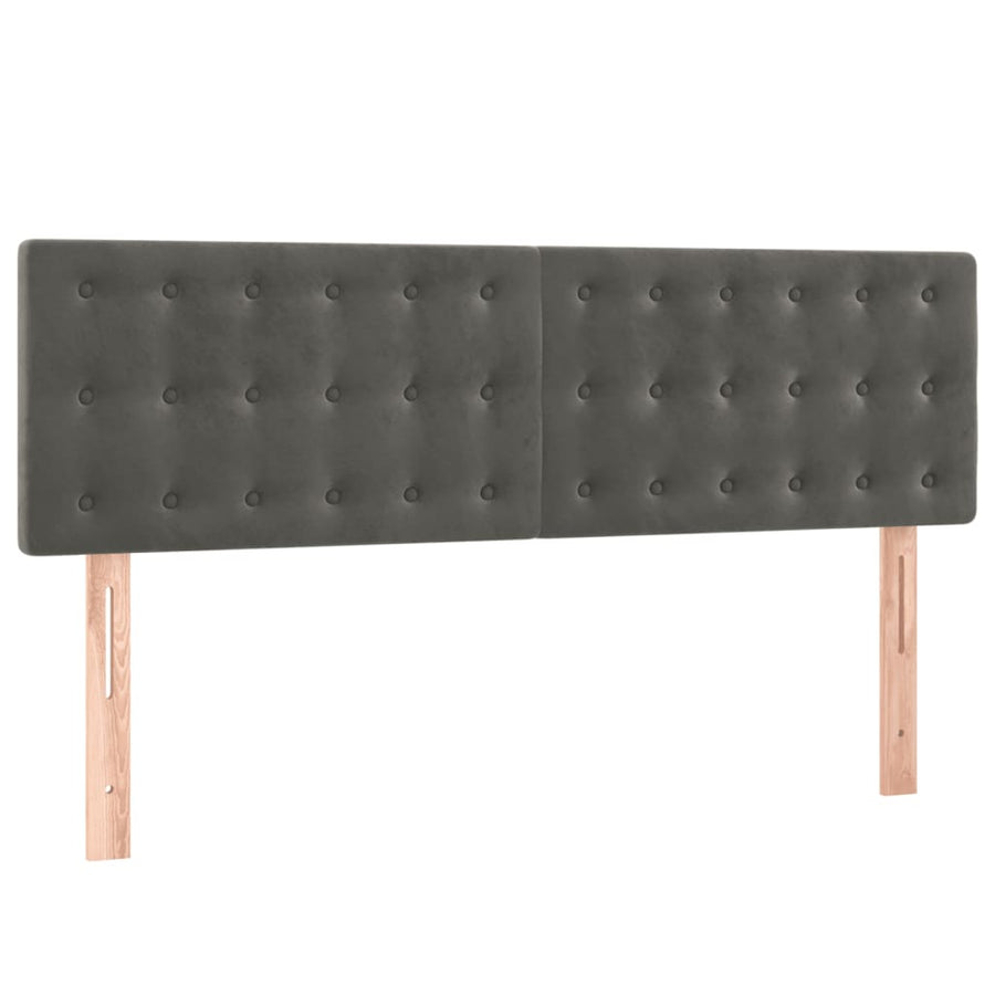 Boxspring Met Matras En Led Fluweel Donkergrijs 140 x 200 cm Knopen