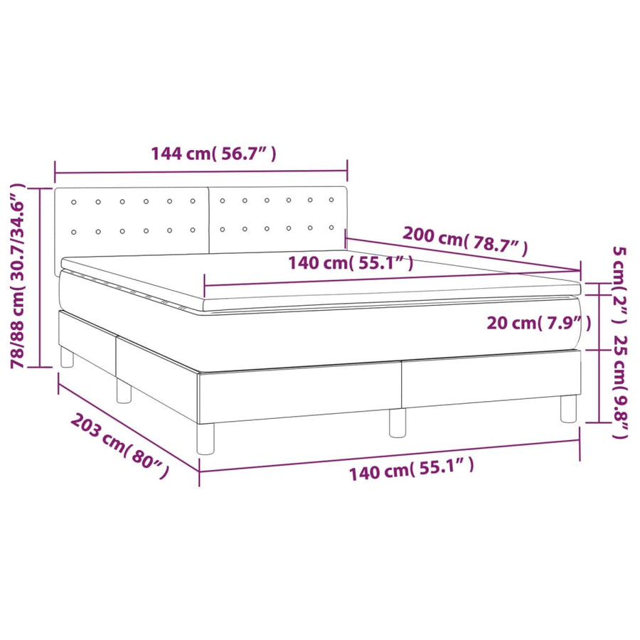 Boxspring Met Matras En Led Fluweel Roze 140 x 200 cm Knopen