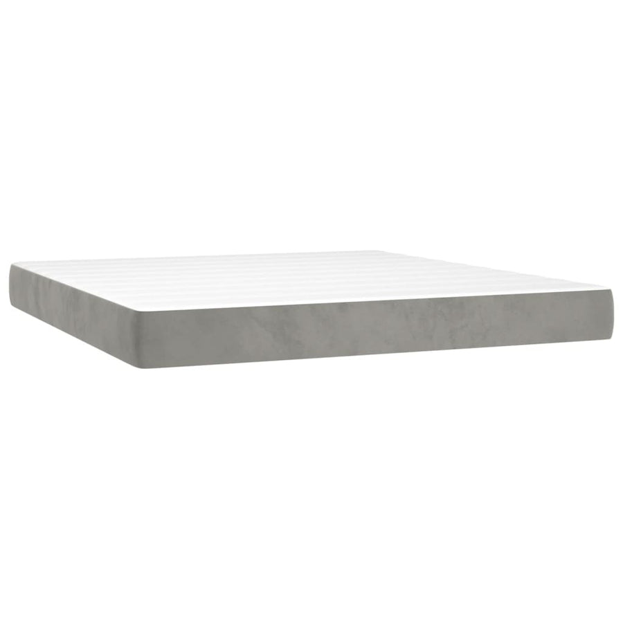 Boxspring Met Matras En Led Fluweel Lichtgrijs 180 x 200 cm Knopen