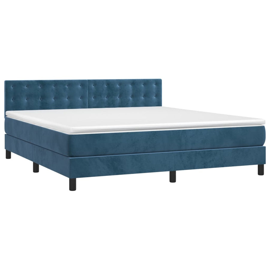 Boxspring met matras en LED fluweel donkerblauw 180x200 cm