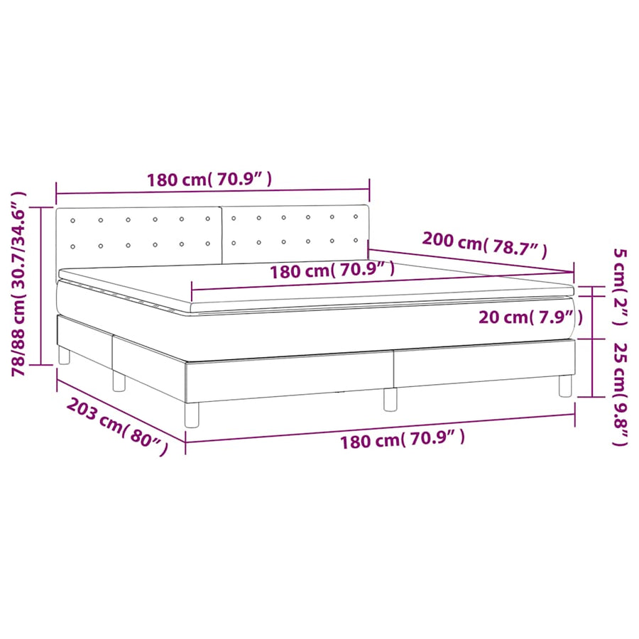 Boxspring met matras en LED fluweel donkerblauw 180x200 cm