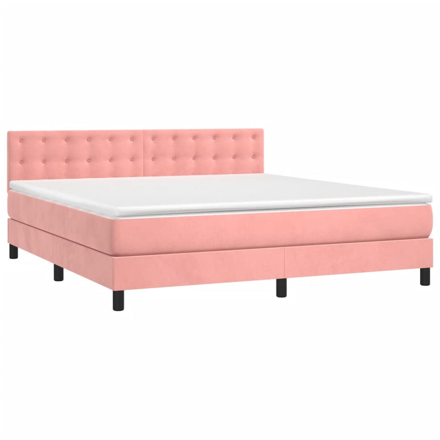 Boxspring met matras en LED fluweel roze 180x200 cm
