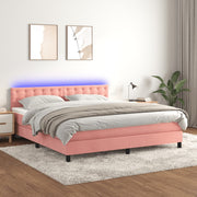 Boxspring met matras roze 180x200 cm