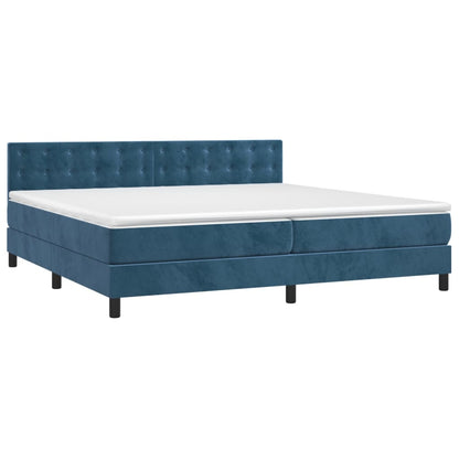 Boxspring Met Matras En Led Fluweel Donkerblauw 200 x 200 cm Knopen