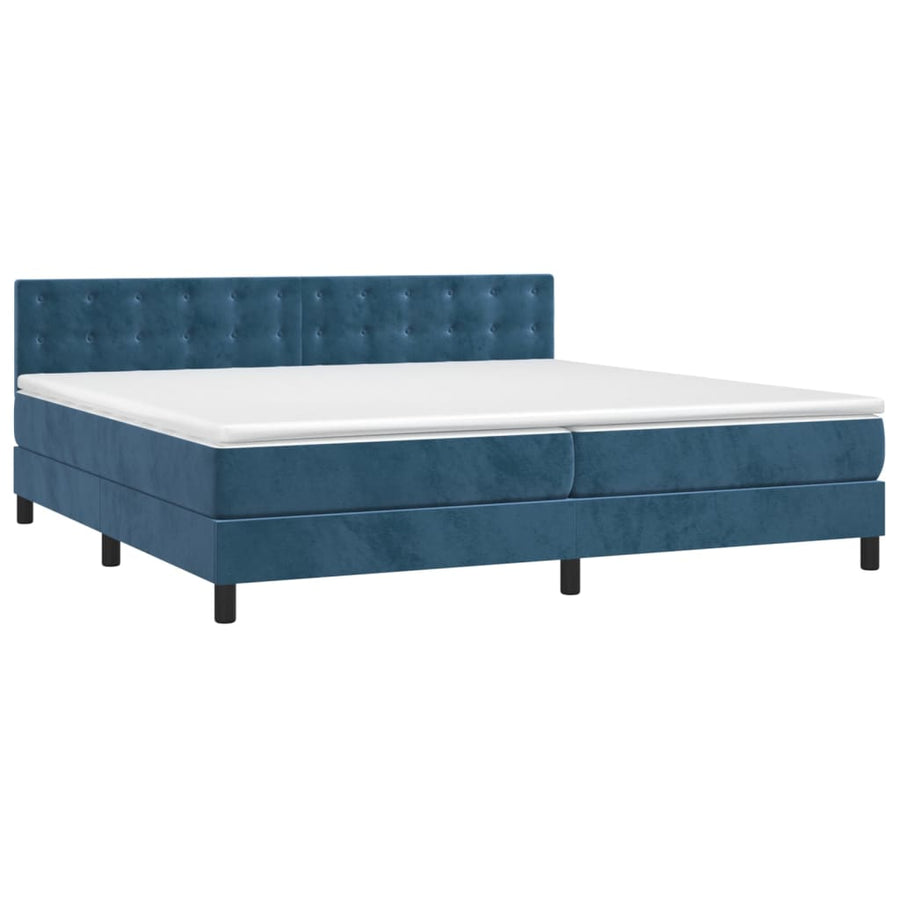 Boxspring Met Matras En Led Fluweel Donkerblauw 200 x 200 cm Knopen