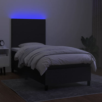 Boxspring Met Matras En Led Stof Zwart 80 x 200 cm Effen ontwerp
