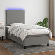 Boxspring 90x190 cm donkergrijs met matras en LED
