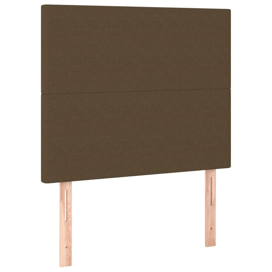 Boxspring met matras en LED stof donkerbruin 90x190 cm 90 x 190 cm Effen ontwerp