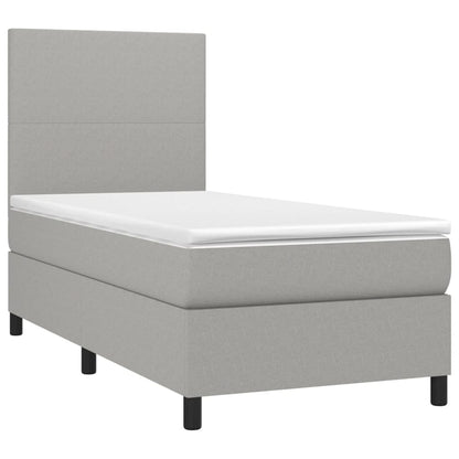 Boxspring met matras en LED stof lichtgrijs 90x200 cm 90 x 200 cm Lichtgrijs