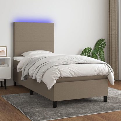 Boxspring met matras en LED stof taupe 80x200 cm 90 x 200 cm Effen ontwerp