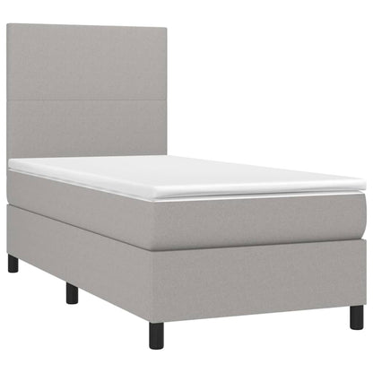 Boxspring met matras en LED stof lichtgrijs 100x200 cm 100 x 200 cm Lichtgrijs