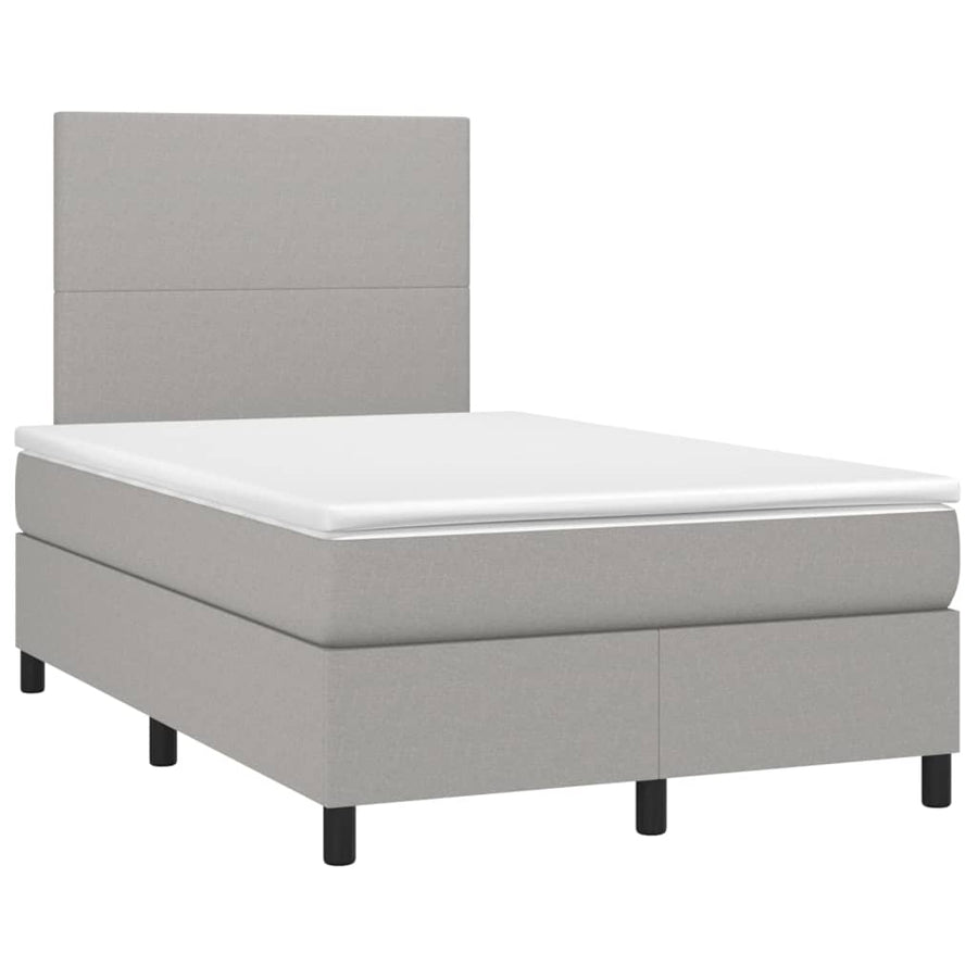 Boxspring met matras en LED stof lichtgrijs 120x200 cm 120 x 200 cm Lichtgrijs