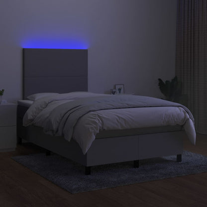 Boxspring met matras en LED stof lichtgrijs 120x200 cm 120 x 200 cm Lichtgrijs