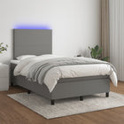 Boxspring Met Matras En Led Stof Donkergrijs 120 x 200 cm Effen ontwerp