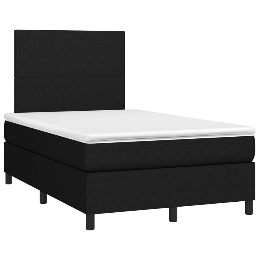 Boxspring Met Matras En Led Stof Zwart 120 x 200 cm Effen ontwerp