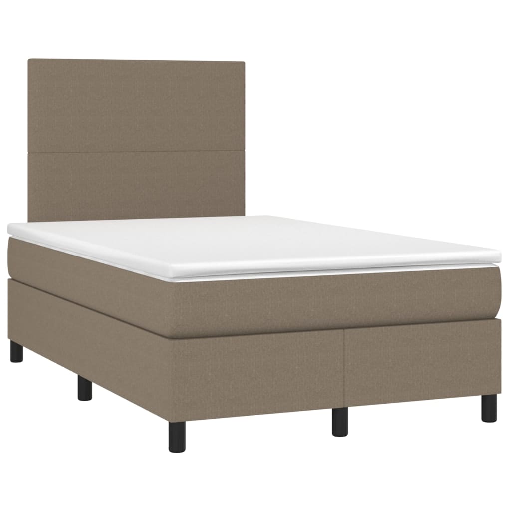 Boxspring met matras en LED stof taupe 120x200 cm 120 x 200 cm Effen ontwerp