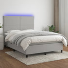 Boxspring met matras en LED stof lichtgrijs 140x190 cm 140 x 190 cm Lichtgrijs