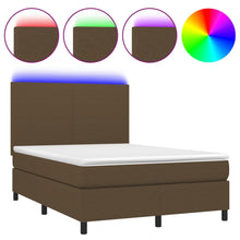 Boxspring Met Matras En Led Stof Donkerbruin 140X190 Cm