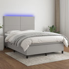 Boxspring met matras en LED stof lichtgrijs 140x200 cm 140 x 200 cm Lichtgrijs