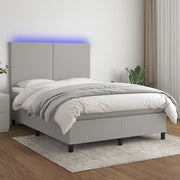 Boxspring 140x200 cm lichtgrijs met matras en LED