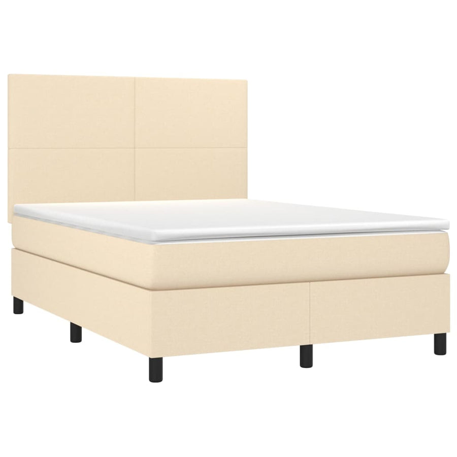 Boxspring met matras en LED stof crèmekleurig 140x200 cm 140 x 200 cm Crème