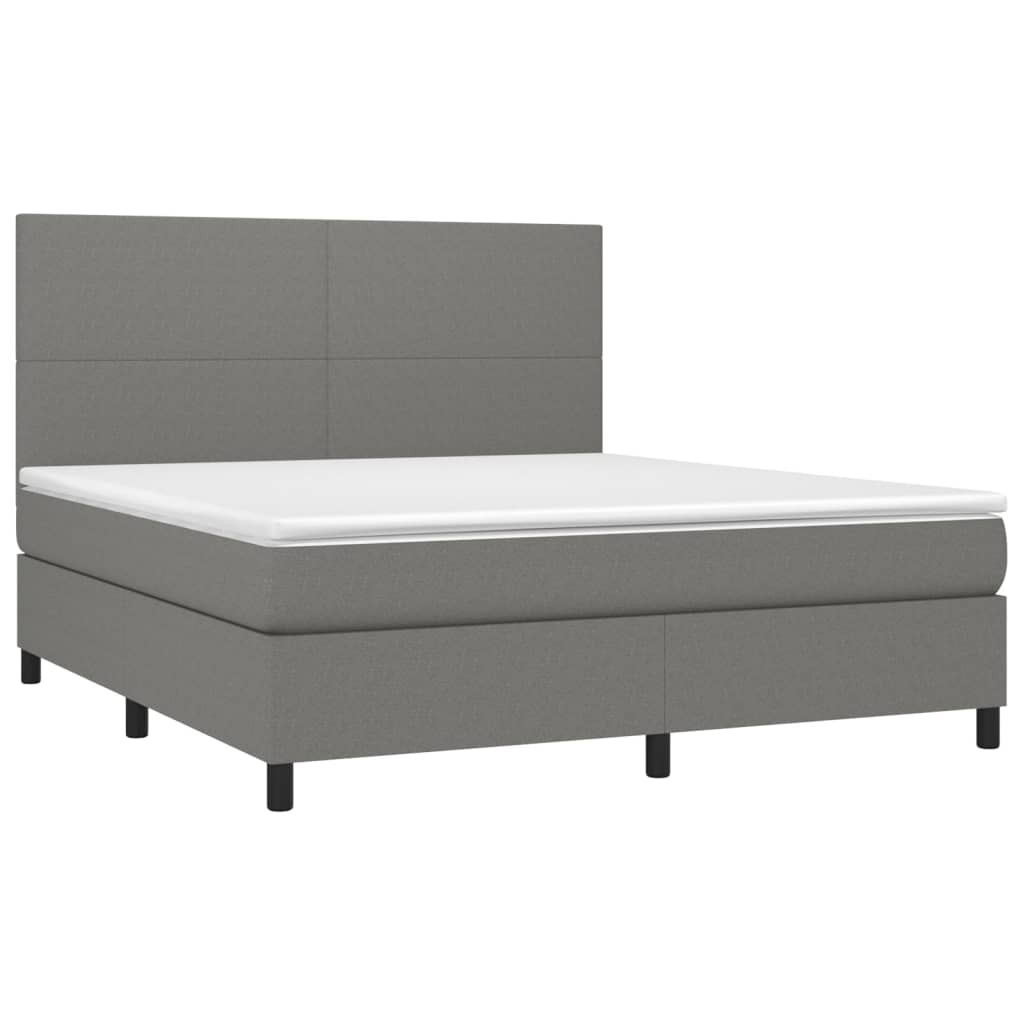 Boxspring Met Matras En Led Stof Donkergrijs 160 x 200 cm Effen ontwerp